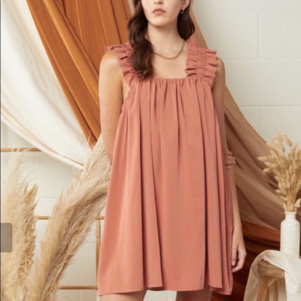 Paige Ruffle Strap Dress - terra cotta